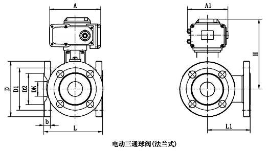 電動(dòng)三通球閥結(jié)構(gòu)圖